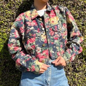 Vintage Paris Blues cropped floral jacket